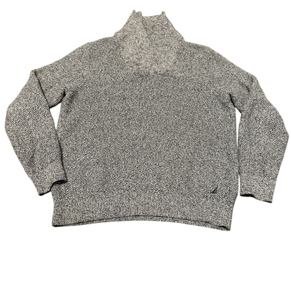 Nautica Cowl Neck Sweater Mens Size Large Cotton Gray